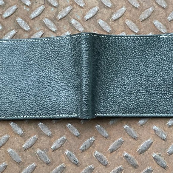 Men Wallet Blue/Black Genuine Leather Bifold Handmade Card Holder Billfold Han - Picture 6 of 9